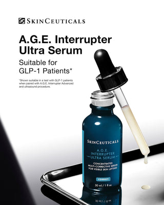 SkinCeuticals A.G.E. Interrupter Ultra Serum with dropper on a white background