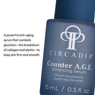 Circadia Counter A.G.E. Balancing Serum bottle with text on a white background