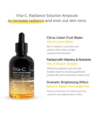 Dr. Esthe Vita-C Radiance Solution Ampoule with product details on a white background