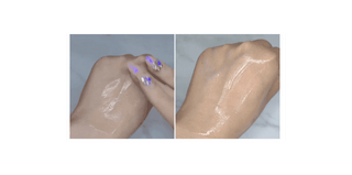 Dr. Esthe Two images of a hand applying a cream to another hand with a neutral background
