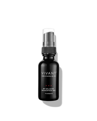 Vivant RP 95% Acne Mitigating Gel in a black spray bottle with a silver pump, centered on a white background with a soft shadow.