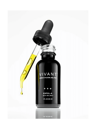 Vivant Exfol-A skincare serum bottle with dropper on a white background