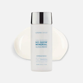 ColoreScience Total Protection® No-Show™ Mineral Sunscreen SPF 50 78ml with smear background.
