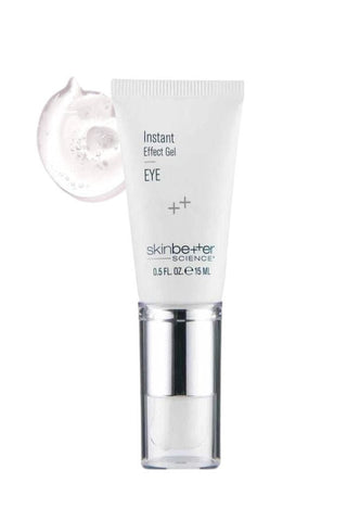 Skinbetter Instant Effect Gel EYE 15ml with swatch background.