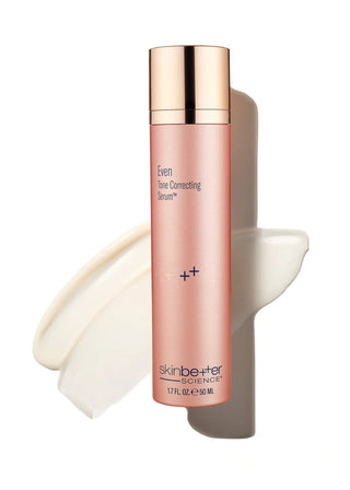 Skinbetter Even Tone Correcting Serum 50ml bottle with swatch background.