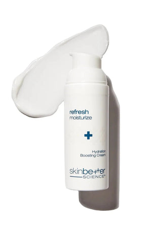 Skinbetter Hydration Boosting Cream with swatch background.