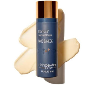 Skinbetter InterFuse Treatment Cream FACE & NECK 30ml with swatch background.