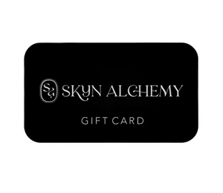 Black Skyn Alchemy Gift Card on a white background.